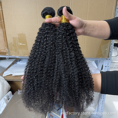 Afro curl hair bundles cuticle aligned,virgin brazilian hair bundles with closure,100%human hair brazilian curly bundles